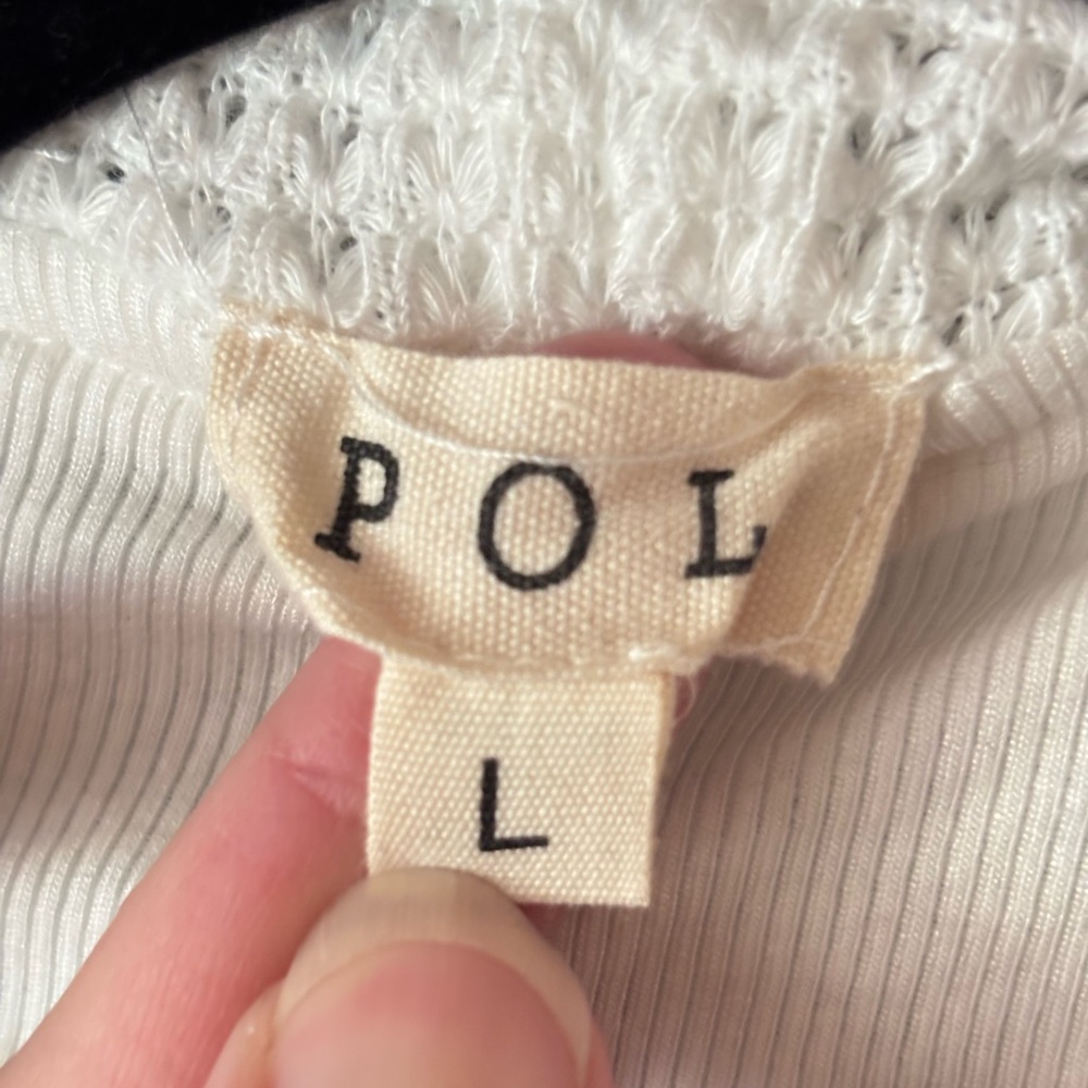 POL Cream Open-Front Knit Cardigan with Waffle Texture - Picture 4 of 5